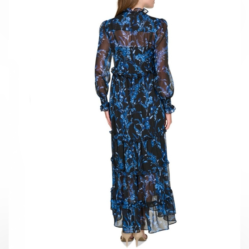 Tommy Hilfiger Women Smocked Neck and Cuffs Long Sleeves Maxi Dress. Size 2. New - Picture 5 of 17